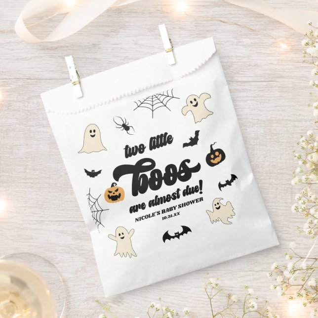 Two Little Boos Twins Halloween Baby Shower Favour Bags (Clipped)