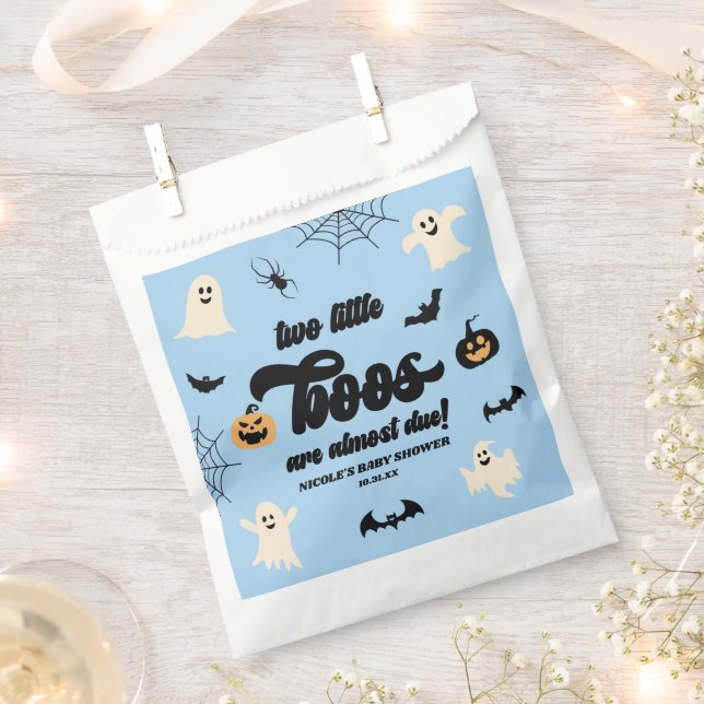 Two Little Boos Twins Halloween Baby Shower Favour Bags (Clipped)
