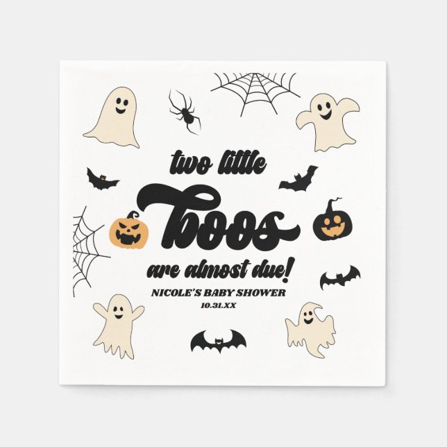 Two Little Boos Twins Halloween Baby Shower Napkin (Front)
