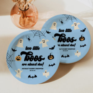 Two Little Boos Twins Halloween Baby Shower Paper Plate