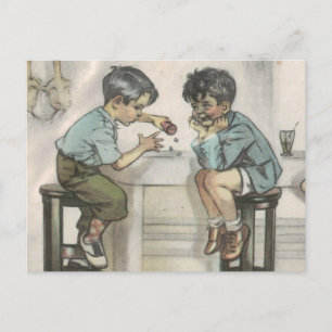 Two Little Boys Playing with Dice Postcard