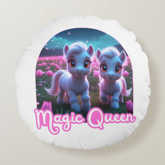 Two little cute ponies — Magic Queen Round Cushion