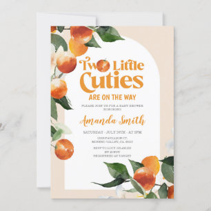Two little cutie are on the way Tropical Orange  Invitation