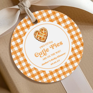 Two Little Cutie Pies Retro Twins Baby Shower Favour Tags