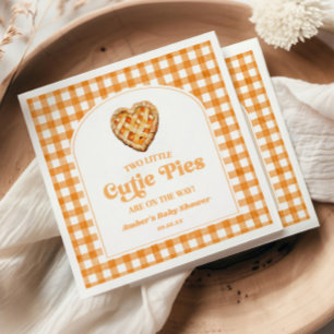 Two Little Cutie Pies Retro Twins Baby Shower Napkin