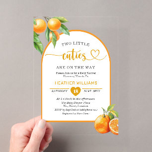 Two Little Cuties are on the Way Baby Shower Acrylic Invitations