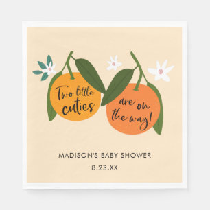 Two Little Cuties are on The Way Twin Orange Napki Napkin