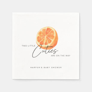 Two Little Cuties are on The Way Twin Orange Napkin