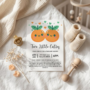 Two Little Cuties are on The Way Twins Baby Shower Invitation