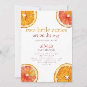Two Little Cuties Orange Slices Twins Baby Shower  Invitation