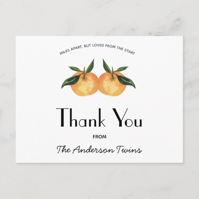 Two Little Cuties Twin Baby Shower by Mail Invitat Postcard (Front)