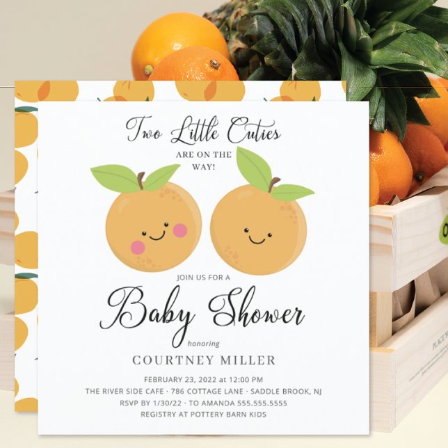 Two Little Cuties Twins Baby Shower Invitation (Creator Uploaded)