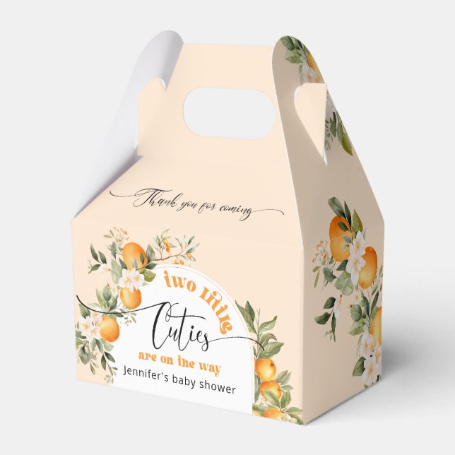 Two little cuties twins citrus baby shower favour box (Front Side)