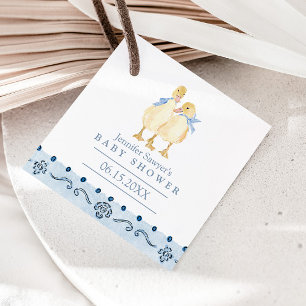 Two Little Ducklings Classic Boy Twins Baby Shower Favour Tags