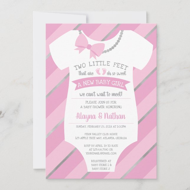 Two Little Feet Baby Shower Invitation (Front)