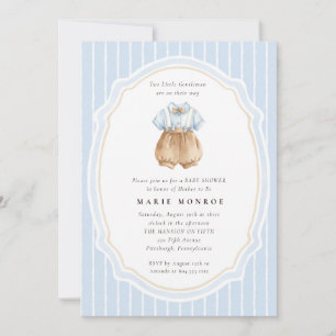 Two Little Gentleman Bow Vintage Baby Shower  Invitation