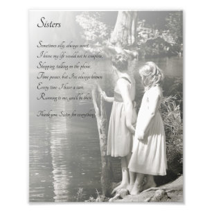 Two Little Girls Sisters Thank You Poem Print