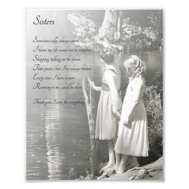 Two Little Girls Sisters Thank You Poem Print (Front)