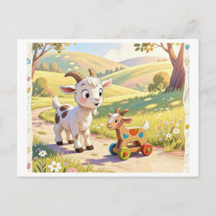 Two Little Goats. Funny Encounter Postcard