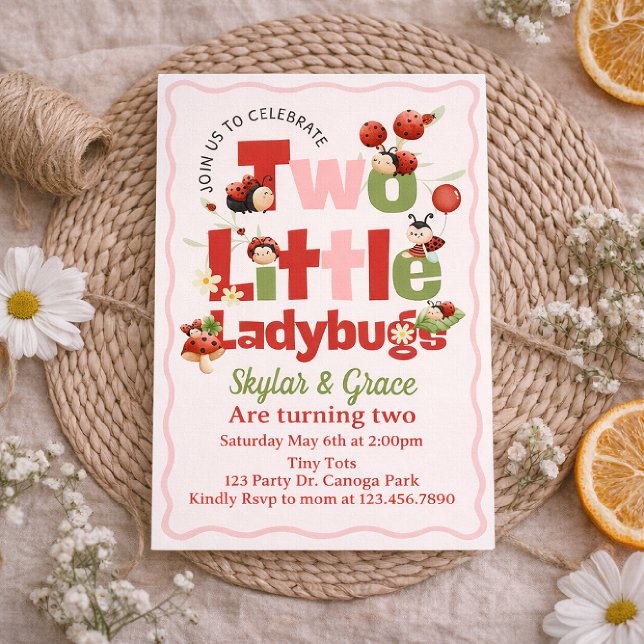 Two Little Ladybugs Birthday Invitation – Twins 2n (Creator Uploaded)