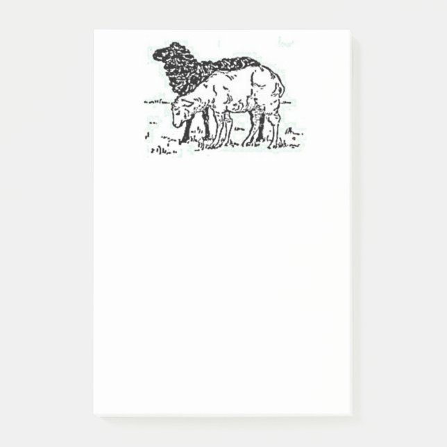 Two Little Lambs – Cute Cottagecore Farm Sketch Post-it Notes (Front)