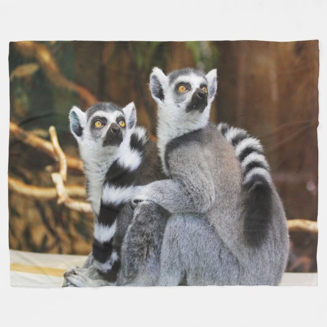 Two Little Lemurs Fleece Blanket (Front (Horizontal))