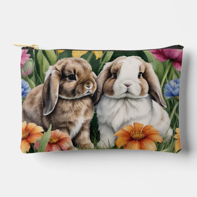 Two Little Lop Bunny rabbits Accessory Pouch (Front)