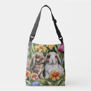 Two Little Lop Bunny rabbits Crossbody Bag