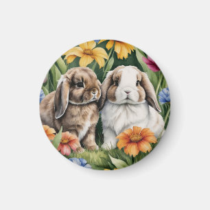 Two Little Lop Bunny rabbits fridge Magnet