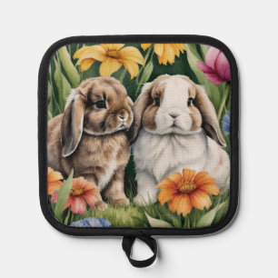 Two Little Lop Bunny rabbits Pot Holder
