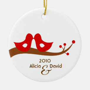 Two Little Lovebirds Christmas Tree Ornament