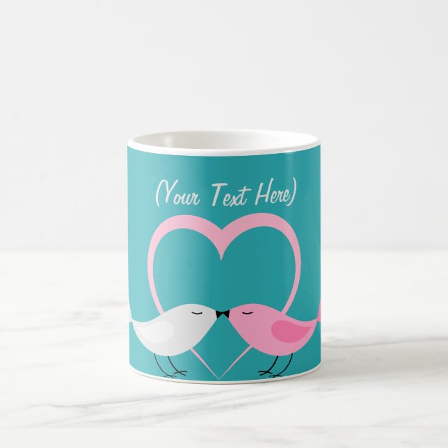 Two Little Lovebirds Personalised Mug (Center)