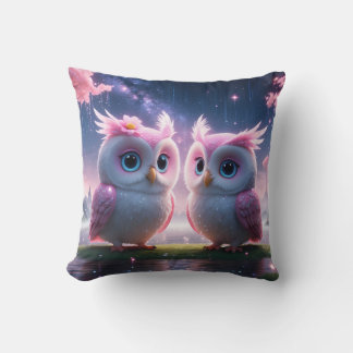 Two little owls in a dream world cushion