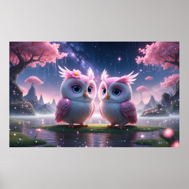 Two little owls in a dream world poster (Front)