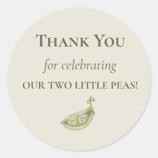 Two Little Peas Twin Baby Shower Favour Thank You Classic Round Sticker