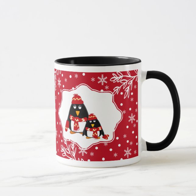 Two Little Penguins | Custom Name Christmas Gift Mug (Right)