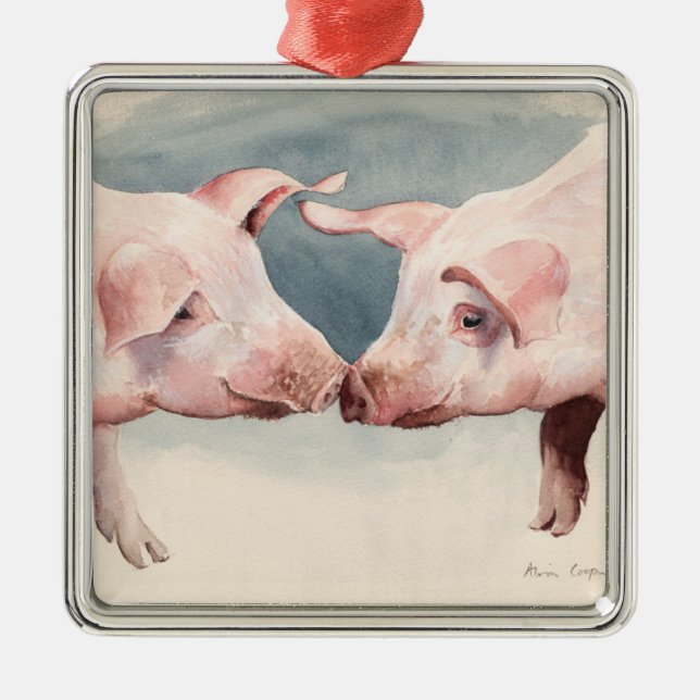 Two Little Piggies 2012 Metal Tree Decoration (Front)