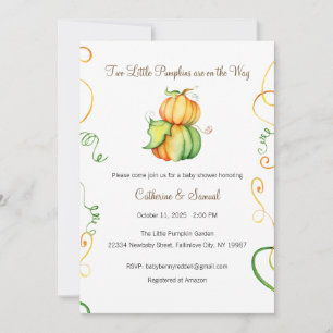 Two Little Pumpkins are on the Way, Baby Invitation