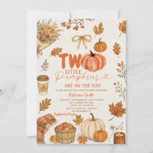 Two Little Pumpkins Are on the Way Baby Shower Invitation