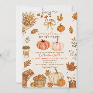 Two Little Pumpkins Are on Their Way Baby Shower Invitation