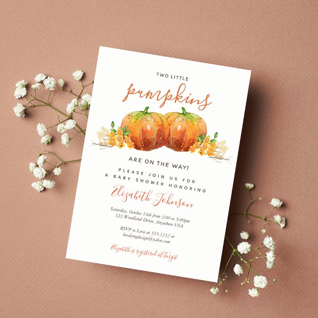 Two Little Pumpkins Baby Shower Invitation (Creator Uploaded)