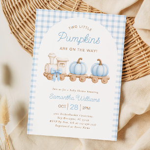 Two Little Pumpkins Boy Baby Shower Invitation