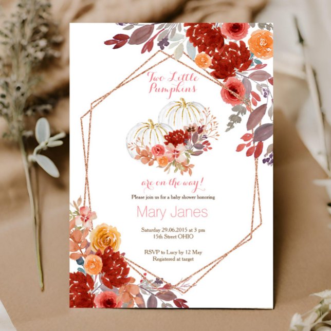 Two little pumpkins invitation Twin Marsala (Creator Uploaded)