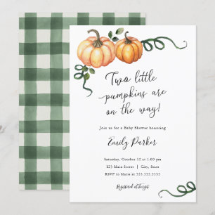 Two little pumpkins on the way Twin Baby Shower Invitation