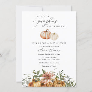 Two Little Pumpkins Rustic Baby Shower Invitation