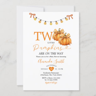 Two Little Pumpkins String Lights Baby Shower Invitation