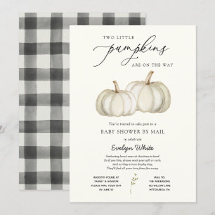 Two Little Pumpkins Twin Baby Shower by Mail Invit Invitation