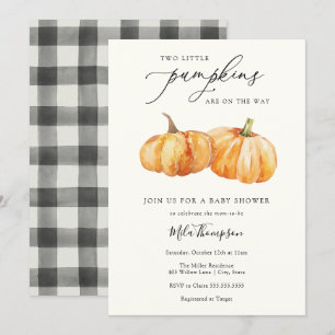 Two Little Pumpkins Twin Baby Shower Invitation