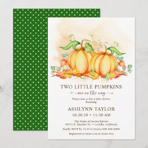 Two Little Pumpkins Twin Baby Shower Invitation