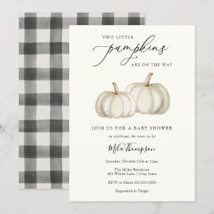 Two Little Pumpkins Twin Baby Shower Invitation